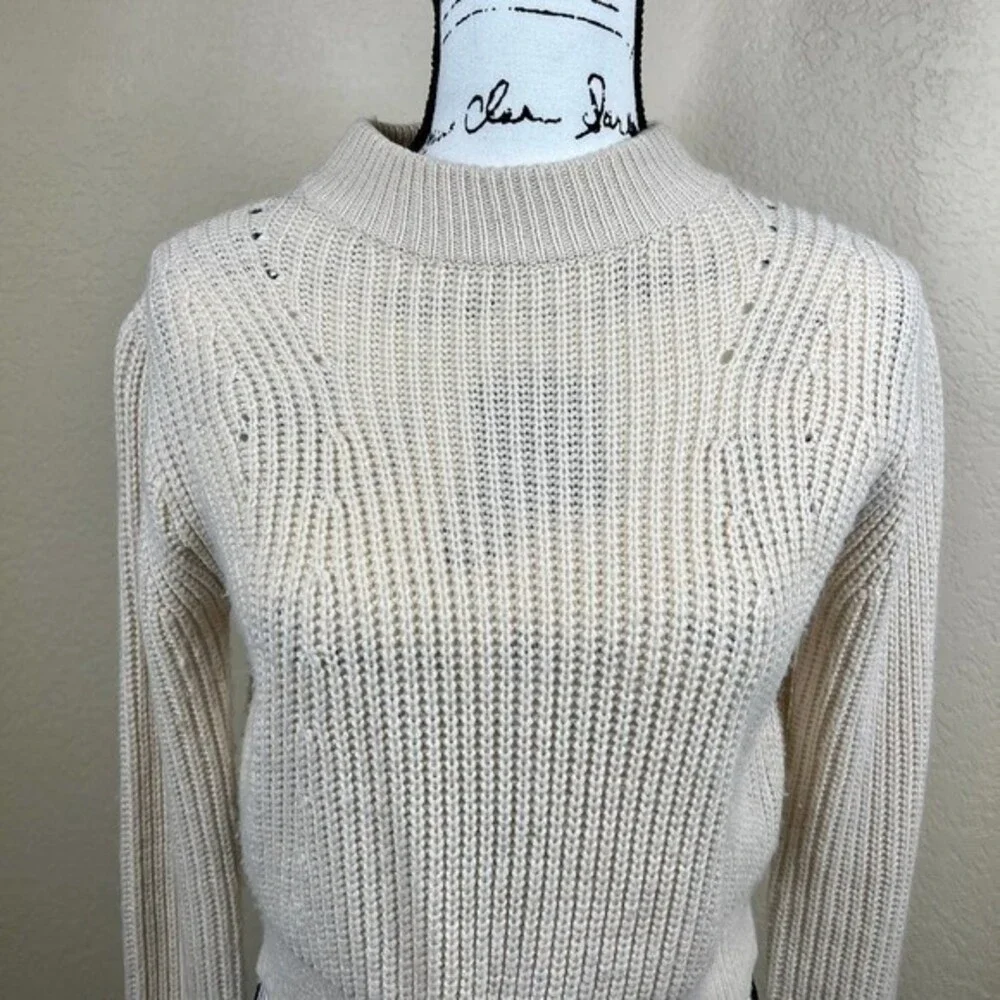 Kendall & Kylie cream sweater women crop knit long sleeve sweater size S - Picture 7 of 12